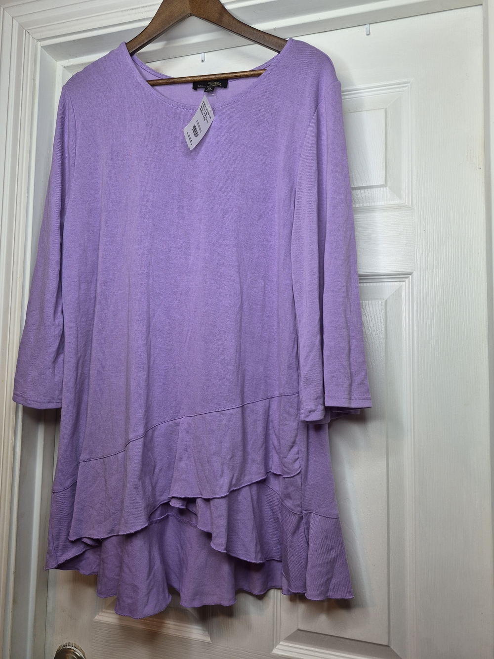 Suzanne Betro Lavender Ruffled Hem Tunic Top 2x NWT